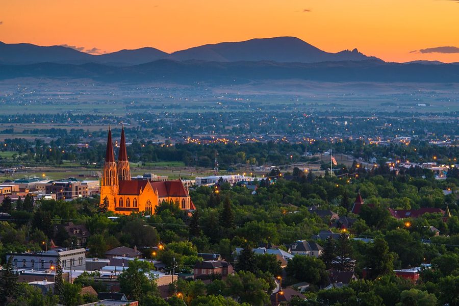 Helena and the Cathedral of St. Helena at sunset